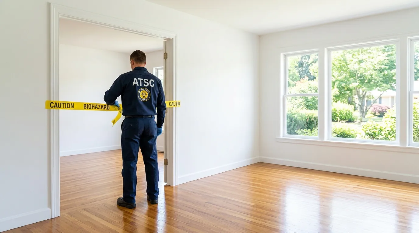 Certified biohazard cleanup crew performing Decomposition Cleanup in Rossville